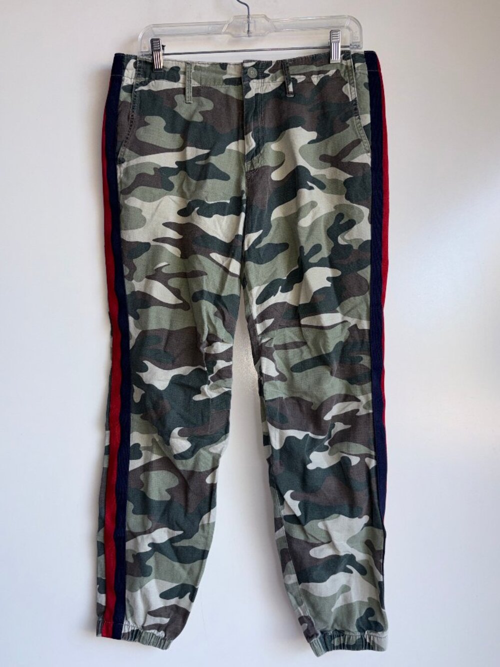 MOTHER The No Zip Misfit Camouflage Pants Size 28 Green Camo Stripe Jogger